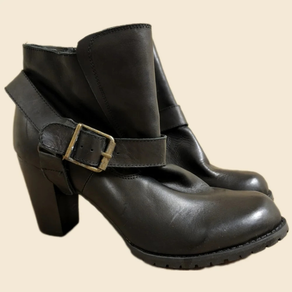 Type Z Leather Strap Booties, Sz 9.5
